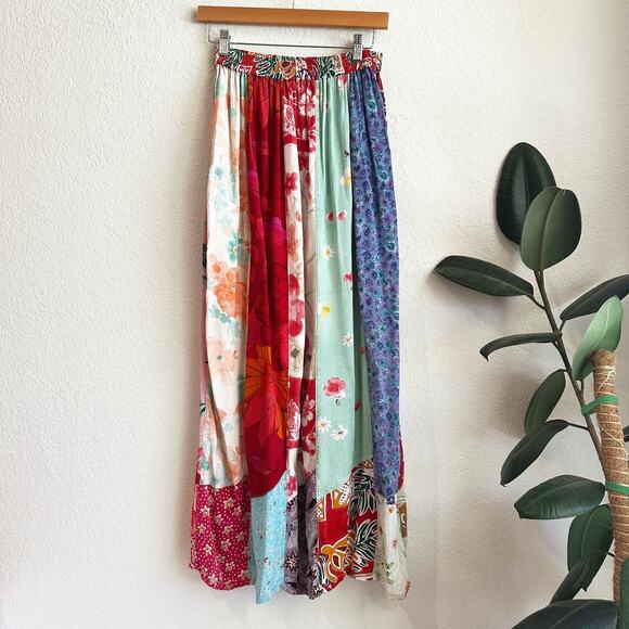 Sacred Threads Dresses & Skirts - Sacred Threads Maxi Patchwork Skirt Medium Broomstick Crinkle Boho Hippie Fairy